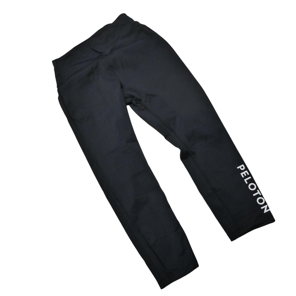 Peloton Leggings Womens Small Black Capri Pockets Logo Cycling Gym Athletic